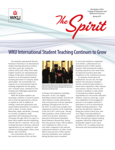 WKU International Student Teaching Continues to Grow Newsletter of the Behavioral Sciences