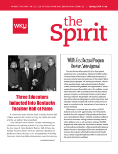 WKU’s First Doctoral Program Receives State Approval Spring 2008 Issue