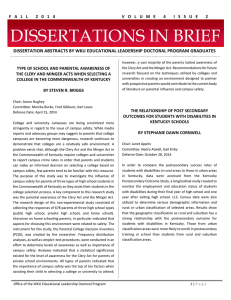 DISSERTATION ABSTRACTS BY WKU EDUCATIONAL LEADERSHIP DOCTORAL PROGRAM GRADUATES