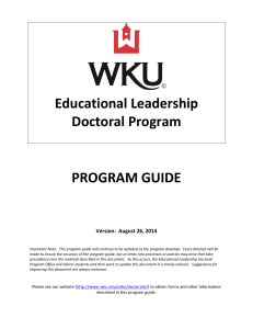 Educational Leadership Doctoral Program PROGRAM GUIDE