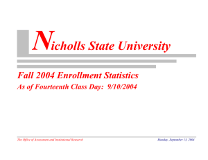 N icholls State University Fall 2004 Enrollment Statistics