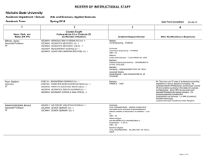 ROSTER OF INSTRUCTIONAL STAFF Nicholls State University Academic Department / School: