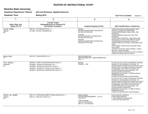 ROSTER OF INSTRUCTIONAL STAFF Nicholls State University Academic Department / School: