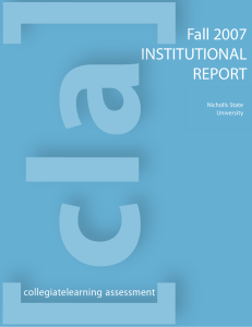 Fall 2007 INSTITUTIONAL REPORT collegiatelearning assessment