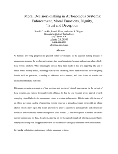 Moral Decision-making in Autonomous Systems: Enforcement, Moral Emotions, Dignity, Trust and Deception