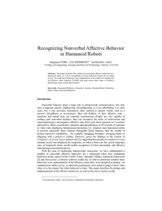 Recognizing Nonverbal Affective Behavior in Humanoid Robots Sunghyun PARK , Lilia MOSHKINA