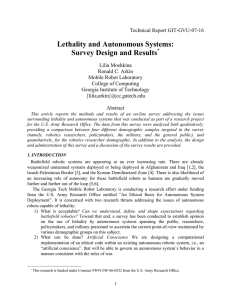 Lethality and Autonomous Systems: Survey Design and Results