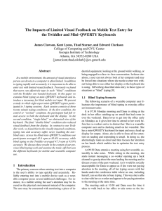 The Impacts of Limited Visual Feedback on Mobile Text Entry... the Twiddler and Mini–QWERTY Keyboards