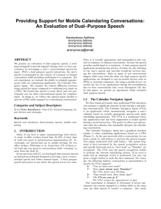 Providing Support for Mobile Calendaring Conversations: An Evaluation of Dual–Purpose Speech anonymous@email
