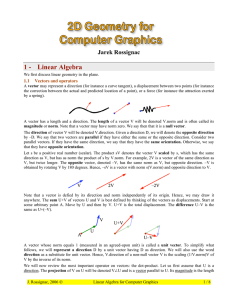 1 -   Linear Algebra Jarek Rossignac