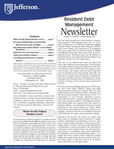 Newsletter Resident Debt Management Contents