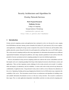 Security Architectures and Algorithms for Overlay Network Services