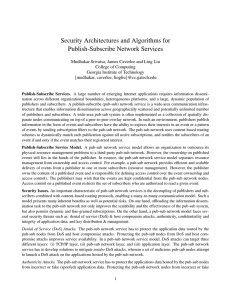 Security Architectures and Algorithms for Publish-Subscribe Network Services