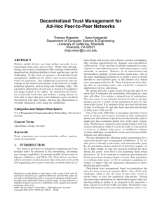 Decentralized Trust Management for Ad-Hoc Peer-to-Peer Networks