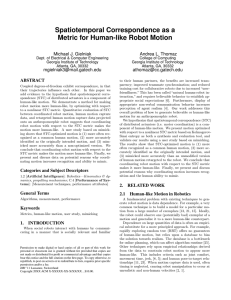 Spatiotemporal Correspondence as a Metric for Human-like Robot Motion Michael J. Gielniak