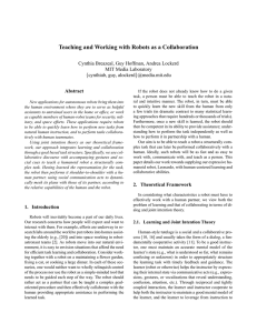 Teaching and Working with Robots as a Collaboration MIT Media Laboratory