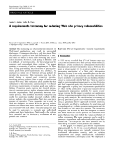 A requirements taxonomy for reducing Web site privacy vulnerabilities