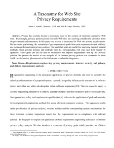A Taxonomy for Web Site Privacy Requirements
