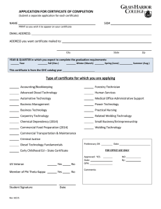 APPLICATION FOR CERTIFICATE OF COMPLETION NAME SID#