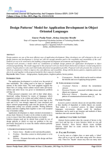 Design Patterns’ Model for Application Development in Object Oriented Languages