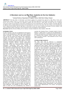 A literature survey on Big Data Analytics in Service Industry www.ijecs.in