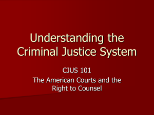 Understanding the Criminal Justice System CJUS 101 The American Courts and the