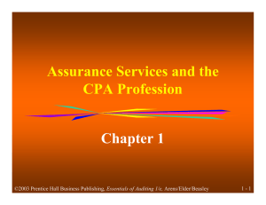 Assurance Services and the CPA Profession Chapter 1 1 - 1