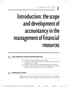Introduction: the scope and development of accountancy in the management of financial