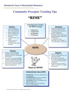 “RIME” Community Preceptor Teaching Tips  A