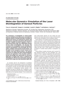 Molecular Dynamics Simulation of the Laser Disintegration of Aerosol Particles Accelerated Articles