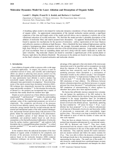 Molecular Dynamics Model for Laser Ablation and Desorption of Organic... Leonid V. Zhigilei, Prasad B. S. Kodali, and Barbara J....