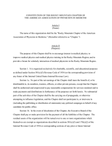 CONSTITUTION OF THE ROCKY MOUNTAIN CHAPTER OF Article I