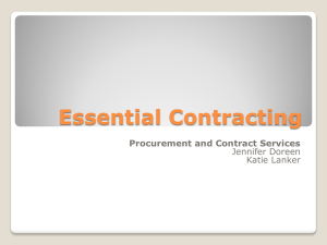 Essential Contracting  Procurement and Contract Services Jennifer Doreen