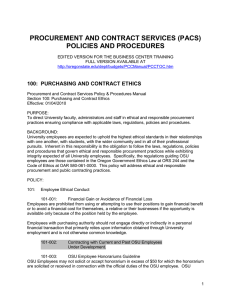 PROCUREMENT AND CONTRACT SERVICES (PACS) POLICIES AND PROCEDURES