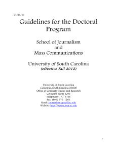 Guidelines for the Doctoral Program  School of Journalism