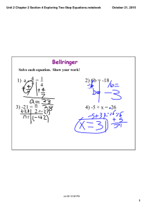 Bellringer 2) 6b = ­18 n 2