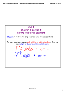 Unit 2 Chapter 2 Section 5 Solving Two-Step Equations Objective