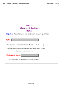 Unit 3 Chapter 4 Section 1 Ratios Ratio