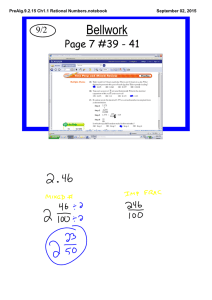 Bellwork Page 7 #39 - 41 9/2 PreAlg.9.2.15 Ch1.1 Rational Numbers.notebook