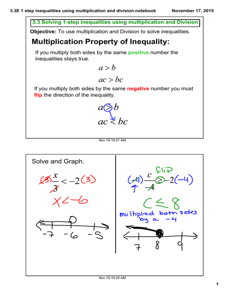 Multiplication Property Of Inequality Worksheet