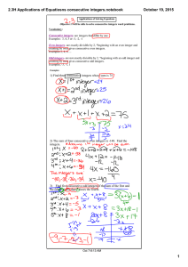 2.3H Applications of Equatiosns consecutive integers.notebook October 19, 2015