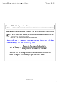 Lesson 6 Slope and rate of change.notebook February 02, 2016 Lesson 6  (PH Text 5.1):  Slope and Rate of Change