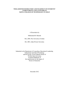 WEB-ASSISTED INSTRUCTION AND ITS EFFECT ON STUDENTS’ ACHIEVEMENTS AND ATTITUDES IN