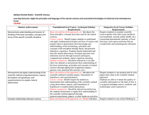 Syllabus Review Rubric:  Scientific Literacy