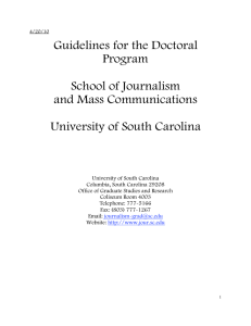 Guidelines for the Doctoral Program  School of Journalism