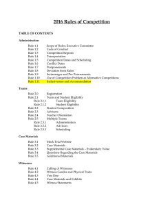 2016 Rules of Competition  TABLE OF CONTENTS