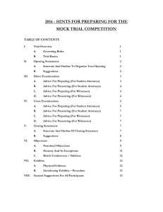 2016 - HINTS FOR PREPARING FOR THE MOCK TRIAL COMPETITION
