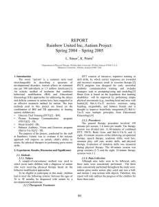 REPORT Rainbow United Inc, Autism Project: Spring 2004 – Spring 2005