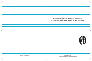 Code of Ethics for the American Association AAPM REPORT NO. 109