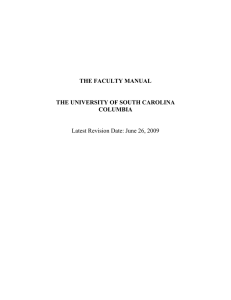 THE FACULTY MANUAL THE UNIVERSITY OF SOUTH CAROLINA COLUMBIA